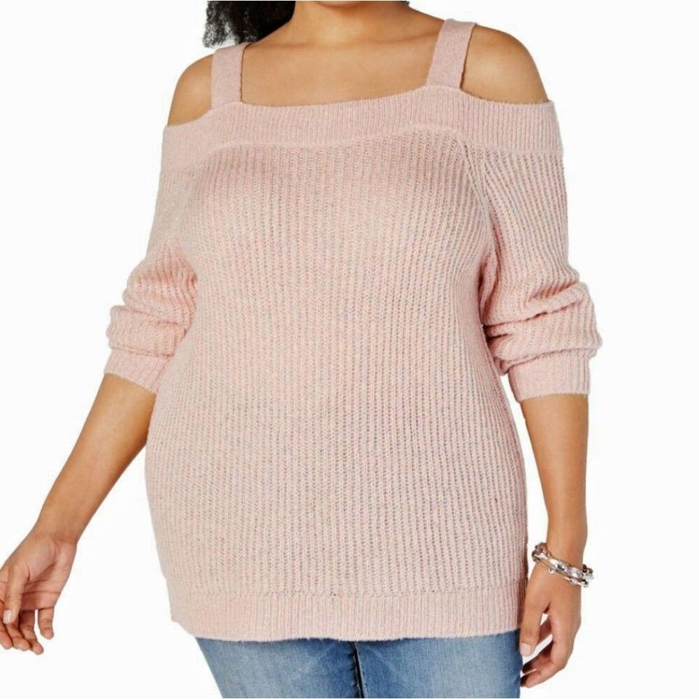 INC International Concepts Cold Shoulder Marled Knit Sweater - Plus 1X NWT